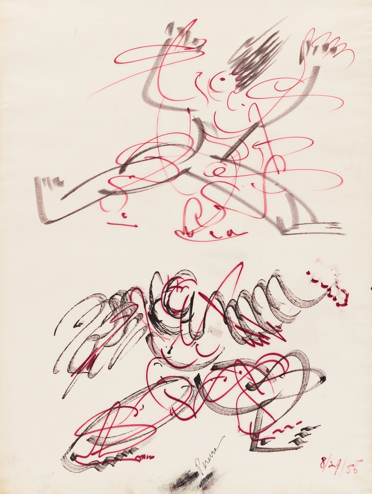IRENE RICE PEREIRA (1902 - 1971, AMERICAN) Untitled, (Two Figures).